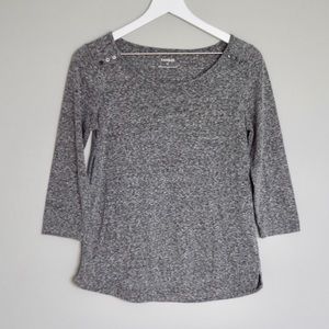 Express 3/4 Sleeve Dark Gray Space Dye Top